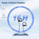 Bluetooth Headphones, Wireless Headphones with 16 Hours Playtime Bluetooth 5.3 Wireless Earbuds HD Deep Bass Stereo Sound Isolation IPX7 Waterproof Earphones for Workout Running Sports