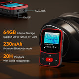 64GB Clip MP3 Player with Bluetooth 5.3, Portable Music Player with Voice Recorder for Sports Running, FM Radio, Pedometer, A-B Repeat, Audio Shuffle Playback, Support 128GB Micro SD Card